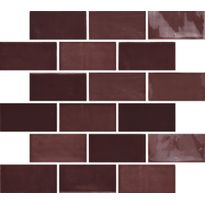 Seinälaatta Pukkila New Zellige Burgundy, kiiltävä, strukturoitu, 65x130mm, Verkkokaupan poistotuote