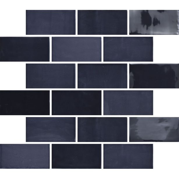Seinälaatta Pukkila New Zellige Navy, kiiltävä, strukturoitu, 65x130mm