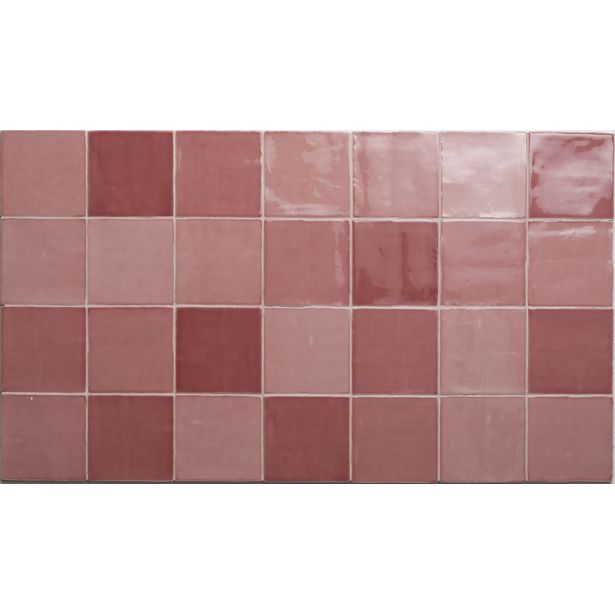 Seinälaatta Pukkila New Zellige Blush, kiiltävä, strukturoitu, 130x130mm