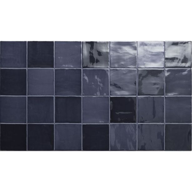 Seinälaatta Pukkila New Zellige Navy, kiiltävä, strukturoitu, 130x130mm