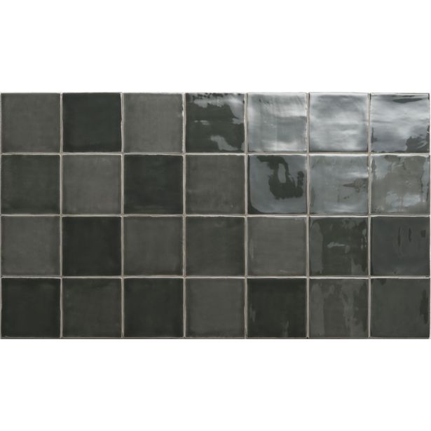 Seinälaatta Pukkila New Zellige Olive, kiiltävä, strukturoitu, 130x130mm