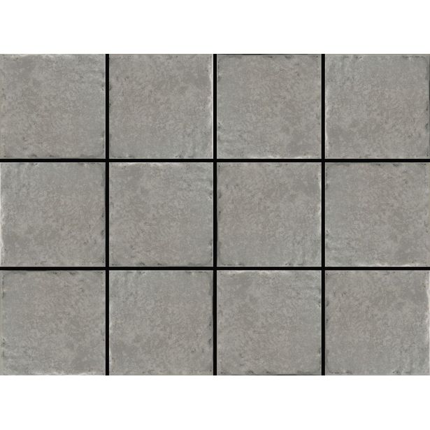 Lattialaatta Laattapiste LPC Tudor Grey, 10x10cm, lasitettu klinkkeri, strukturoitu, matta, 30x40cm liimatäpläarkilla