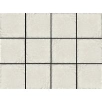 Lattialaatta Laattapiste LPC Tudor White, 10x10cm, lasitettu klinkkeri, strukturoitu, matta, 30x40cm liimatäpläarkilla