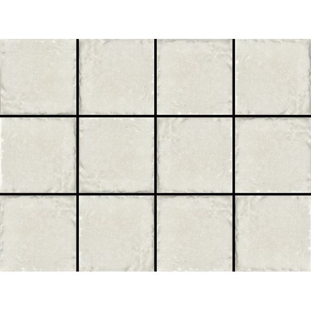 Lattialaatta Laattapiste LPC Tudor White, 10x10cm, lasitettu klinkkeri, strukturoitu, matta, 30x40cm liimatäpläarkilla