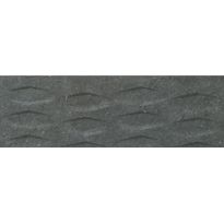 Seinälaatta Laattapiste LPC Hekla 02 Musta, 20x60cm, lasitettu porcelanato, kohokuvioinen, matta, rektifioitu, taustateksti luettavissa