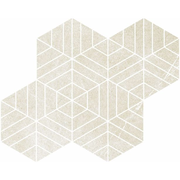 Mosaiikkilaatta Pukkila Ease Esagona T72 Extrawhite, matta, sileä