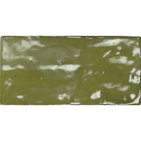Seinälaatta Pukkila Manacor Basil Green, kiiltävä, strukturoitu, 7.5x15cm