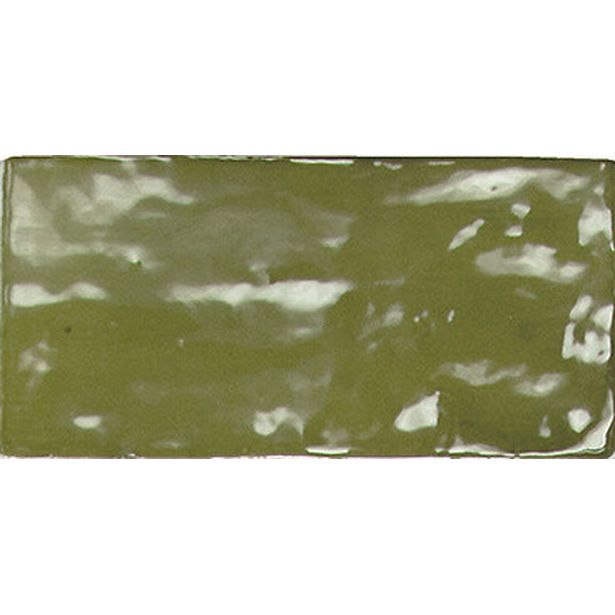 Seinälaatta Pukkila Manacor Basil Green, kiiltävä, strukturoitu, 7.5x15cm