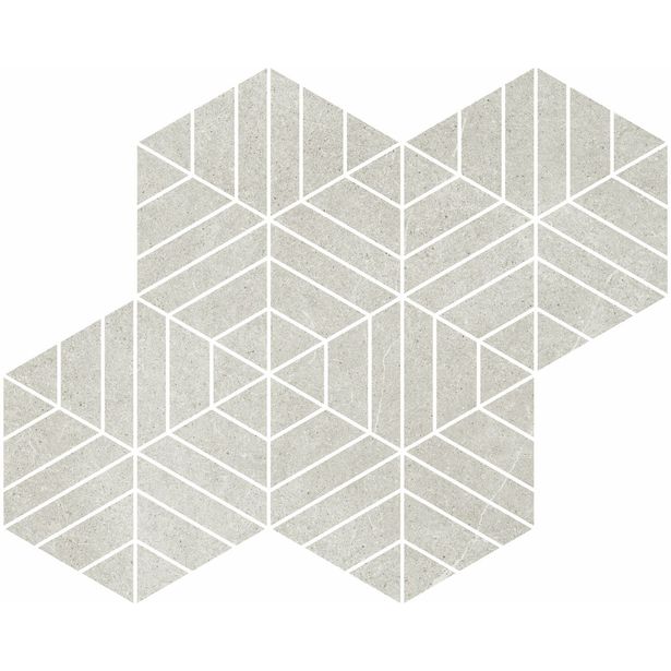 Mosaiikkilaatta Pukkila Ease Esagona T72 Light Grey, matta, sileä
