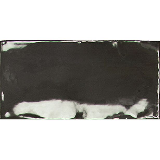 Seinälaatta Pukkila Manacor Black, kiiltävä, strukturoitu, 7.5x15cm