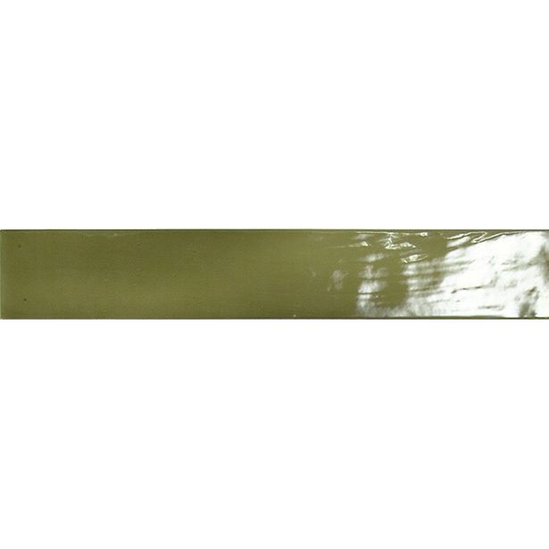 Seinälaatta Pukkila Manacor Basil Green, kiiltävä, strukturoitu, 6.5x40cm