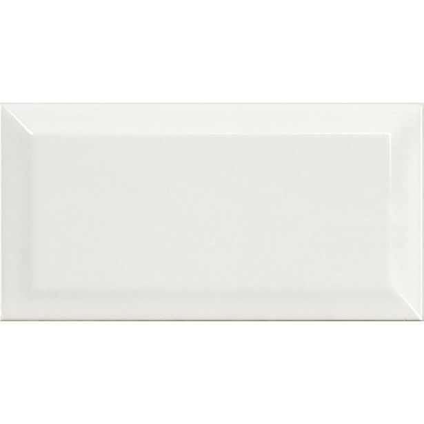 Seinälaatta Pukkila Miniworx White Metro, kiiltävä, faasattu, 10x20cm