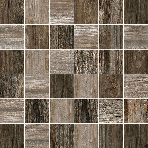 Mosaiikkilaatta Pukkila Artwood Multibrown, himmeä, sileä, 50x50mm