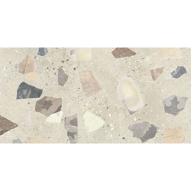 Lattialaatta Pukkila Retro Terrazzo, 30x60cm, matta, lasittamaton, rektifioitu