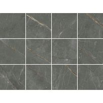 Lattialaatta Pukkila Imperial, 10x10cm, matta, lasitettu, liimatäpläarkki, 03 savu, Verkkokaupan poistotuote