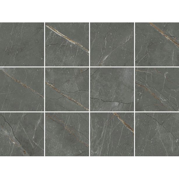 Lattialaatta Pukkila Imperial, 10x10cm, matta, lasitettu, liimatäpläarkki, 03 savu