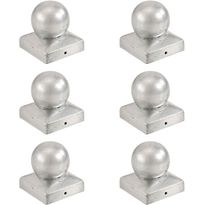 Pallon muotoiset tolpan kärjet 6 kpl galvanoitu metalli 71x71mm