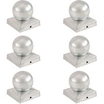 Pallon muotoiset tolpan kärjet 6 kpl galvanoitu metalli 91x91mm