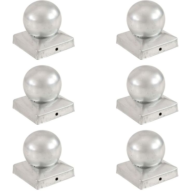 Pallon muotoiset tolpan kärjet 6 kpl galvanoitu metalli 91x91mm