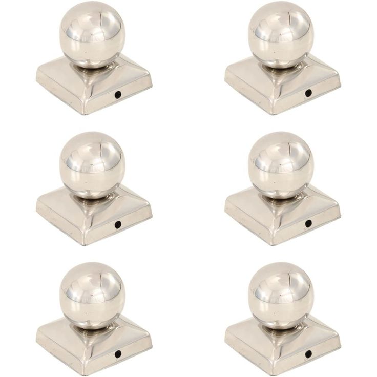 Pallon muotoiset tolpan kärjet 6 kpl ruostumaton teräs 71x71 mm