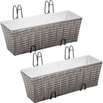 Parvekkeen korotetut kukkalaatikot 2x50cm polyrottinki