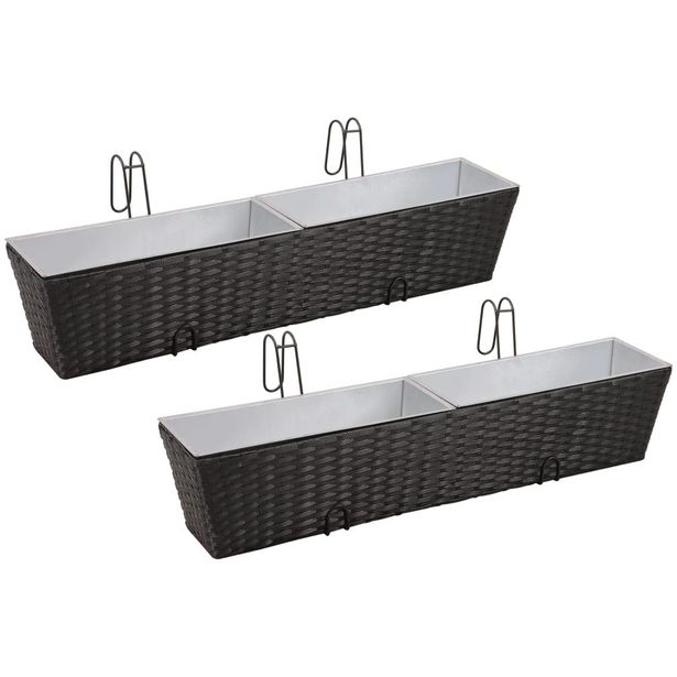 Parvekkeen kukkalaatikkosarja 2kpl puolisuunnikas 80cm musta_1