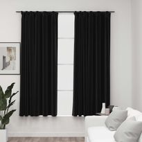 Pellavamaiset pimennysverhot koukuilla 2 kpl 140x175cm