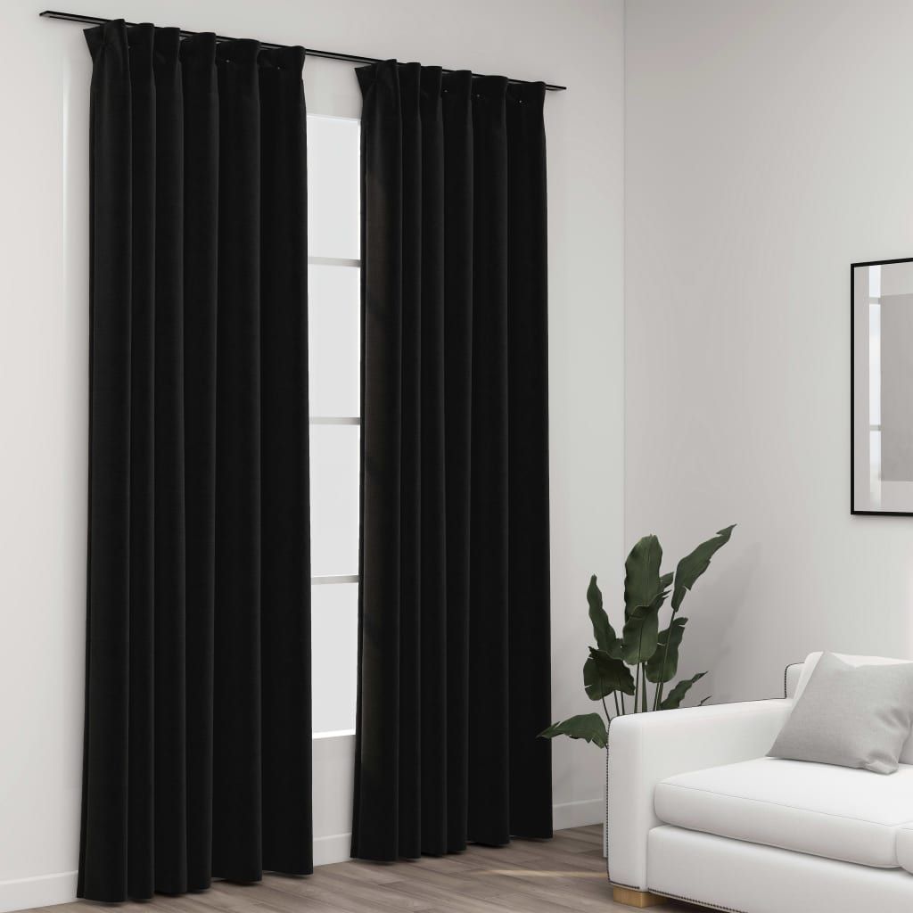 Pellavamaiset pimennysverhot koukuilla 2 kpl 140x225cm