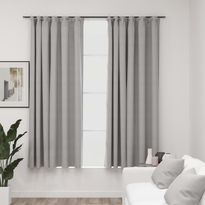 Pellavamaiset pimennysverhot koukuilla 2kpl harmaa 140x175cm