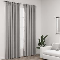 Pellavamaiset pimennysverhot koukuilla 2kpl harmaa 140x245cm