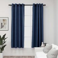 Pellavamaiset pimennysverhot renkailla 2 kpl 140x175 cm