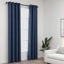 Pellavamaiset pimennysverhot renkailla 2 kpl 140x245 cm
