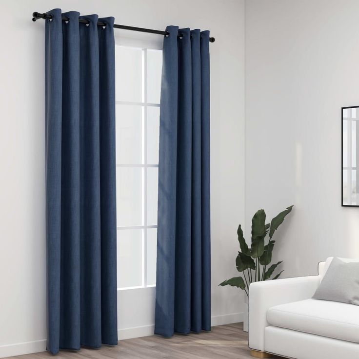 Pellavamaiset pimennysverhot renkailla 2 kpl 140x245 cm_1