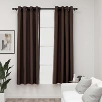 Pellavamaiset pimennysverhot renkailla 2kpl 140x175cm