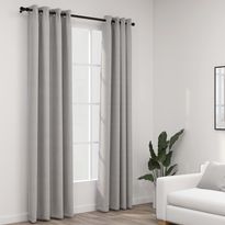 Pellavamaiset pimennysverhot renkailla 2kpl harmaa 140x225cm