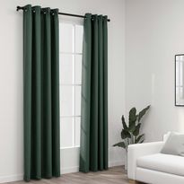 Pellavamaiset pimennysverhot renkailla 2kpl vihreä 140x225cm