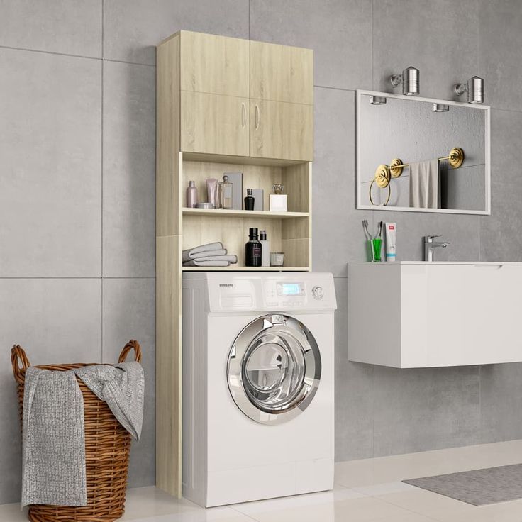Pesukonekaappi sonoma tammi 64x25,5x190 cm lastulevy_1