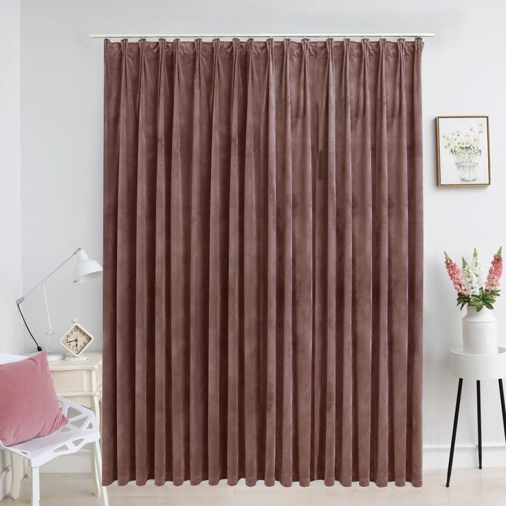 Pimennysverho koukuilla sametti vanhan ajan pinkki 290x245cm_1