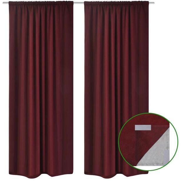 Pimennysverhot 2 kpl kaksi kerrosta 140x175cm viininpunainen_1