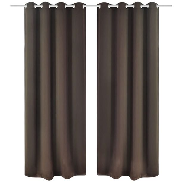 Pimennysverhot purjerenkailla 2 kpl 135x175 cm ruskea_1