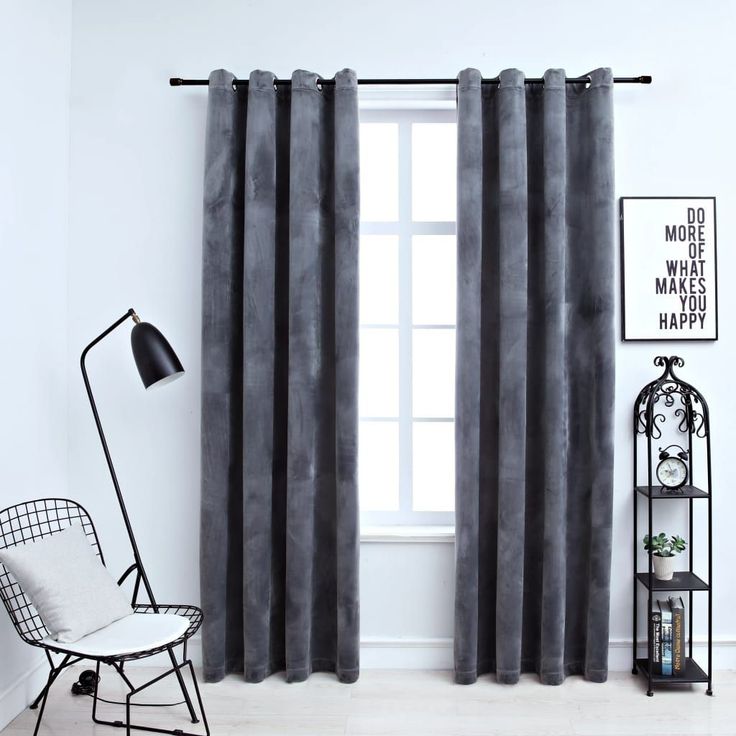 Pimennysverhot renkailla 2 kpl sametti antrasiitti 140x175cm_1