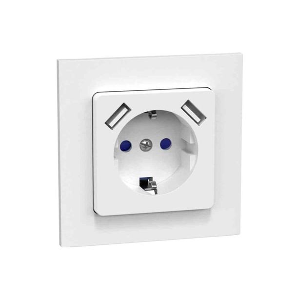Pistorasia Gelia Connect 2 Home 1 osainen  2xUSB 2 1A 16A uppo asennus valkoinen