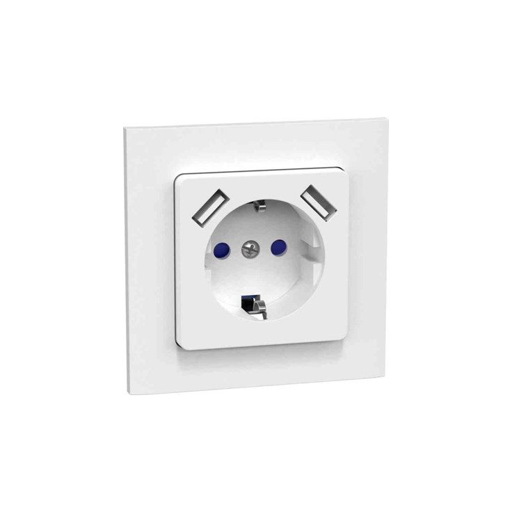 Pistorasia Gelia Connect 2 Home 1 osainen  2xUSB 2 1A 16A uppo asennus valkoinen