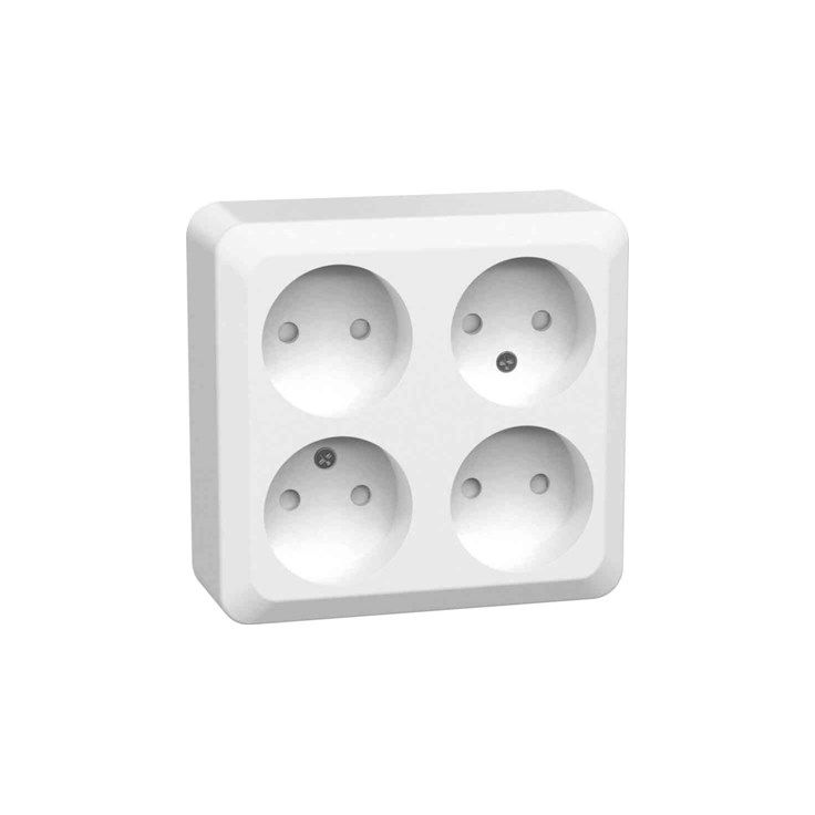 Pistorasia Gelia Connect 2 Home 4 osainen 16A maadoittamaton pinta asennus valkoinen