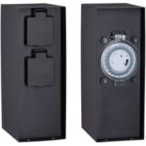 Pistorasiatolppa Paulmann Rio, 2 pistorasiaa, ajastus, 85x120x230mm, IP44, antrasiitti