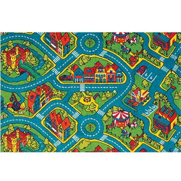 Lastenhuoneen matto Tyyni Design Play City Liikenne 133x133cm, harmaa
