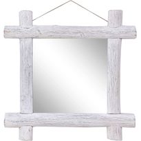 Pölkkypeili valkoinen 70x70 cm täysi kierrätetty puu