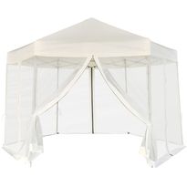 Pop-up teltta 6 sivuseinällä kuusikulmainen 3,6x3,1 m kerma