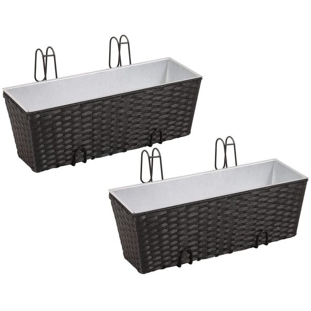 Puolisuunnikas parvekkeen kukkaruukkusarja 50 cm 2 kpl musta_1