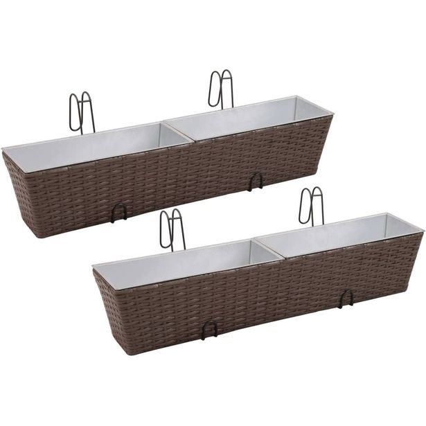 Puolisuunnikas parvekkeen kukkaruukkusarja 80cm 2 kpl ruskea_1